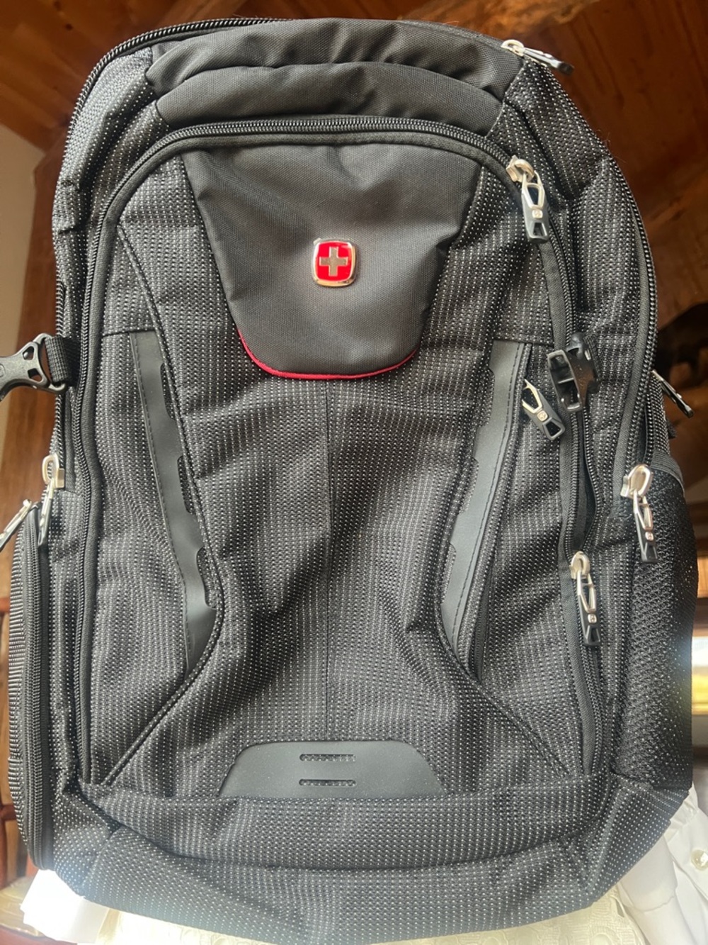 SwissGear Black Backpack with Red Logo Accent - Picture 9 of 11